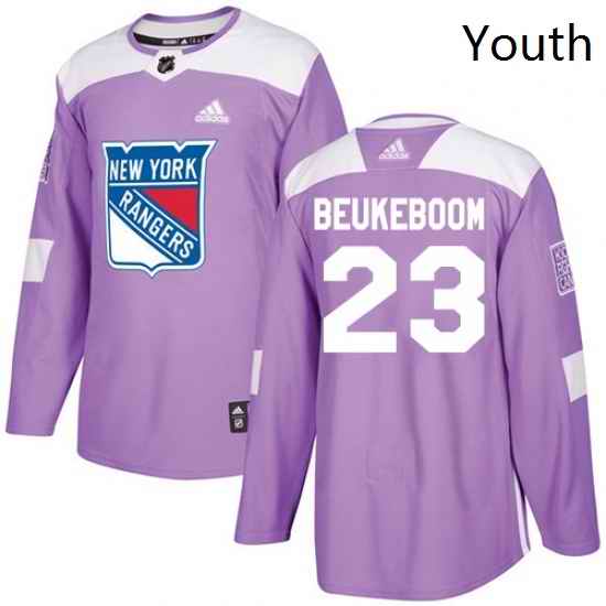 Youth Adidas New York Rangers 23 Jeff Beukeboom Authentic Purple Fights Cancer Practice NHL Jersey